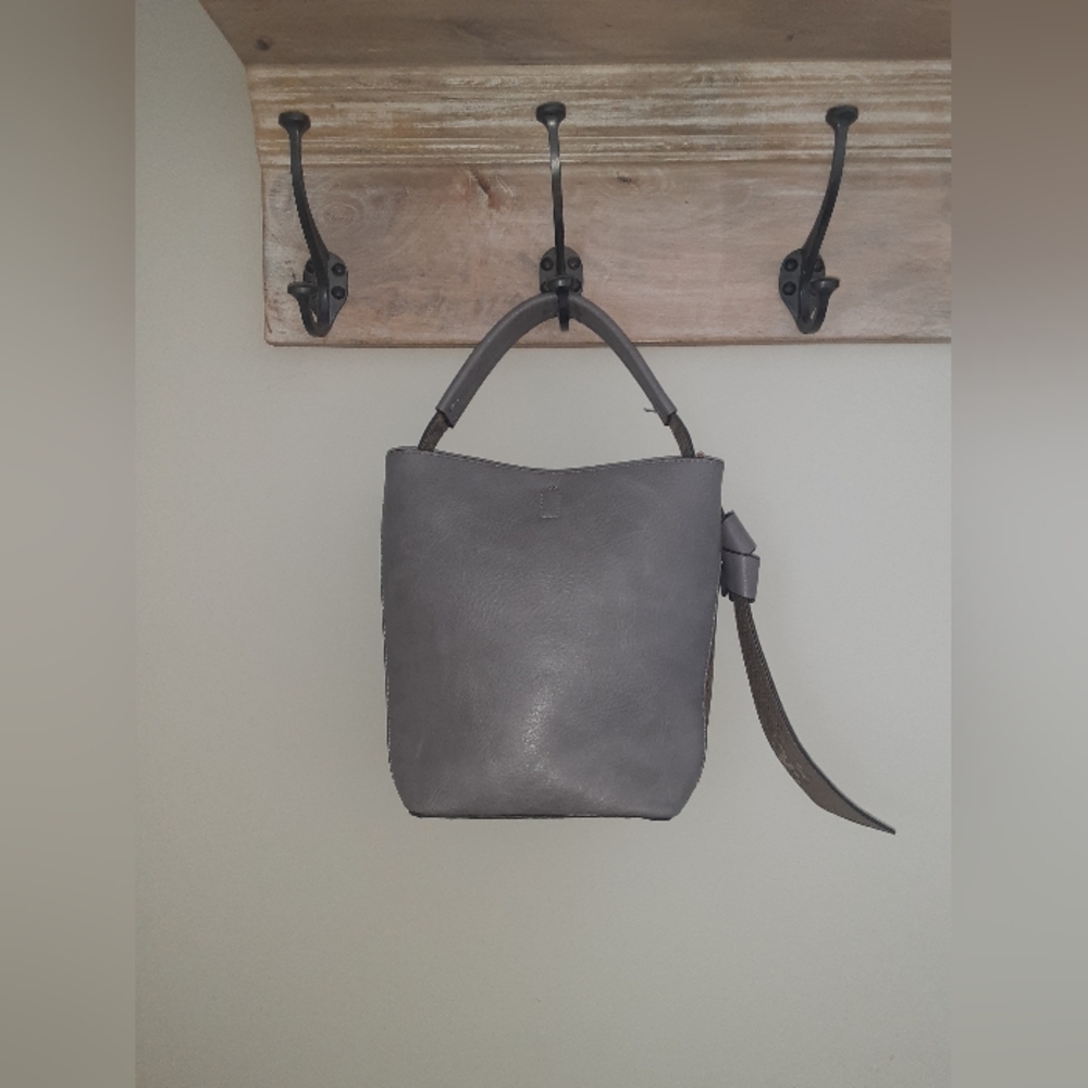 Elegant Gray and Taupe Snakeskin Vegan Leather Women's Bag